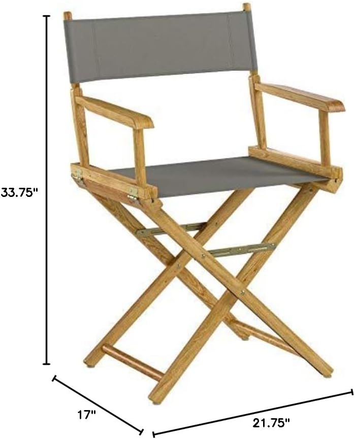 Casual Home 18" Director's Chair Natural Frame with Grey Canvas