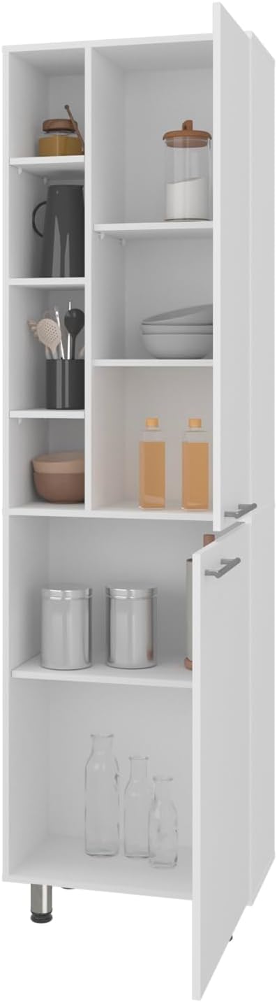 Florence Kitchen Pantry, Multiple Open and Closed Shelves, Modern Design, White