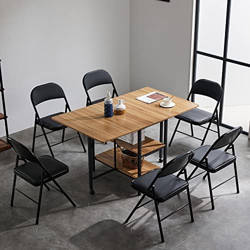 Karl home 4 Pack Black Folding Chairs with Padded Seats for Outdoor & Indoor, Portable Stackable Commercial Seat with Steel Frame for Events Office Wedding Party, 330lbs Capacity