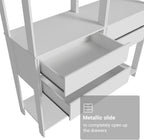 Madesa Kitchen Pantry Storage Rack with 4 Drawers and 6 Open Shelves 55" L Multiuse Modular Cabinet for Kitchen Organization - White