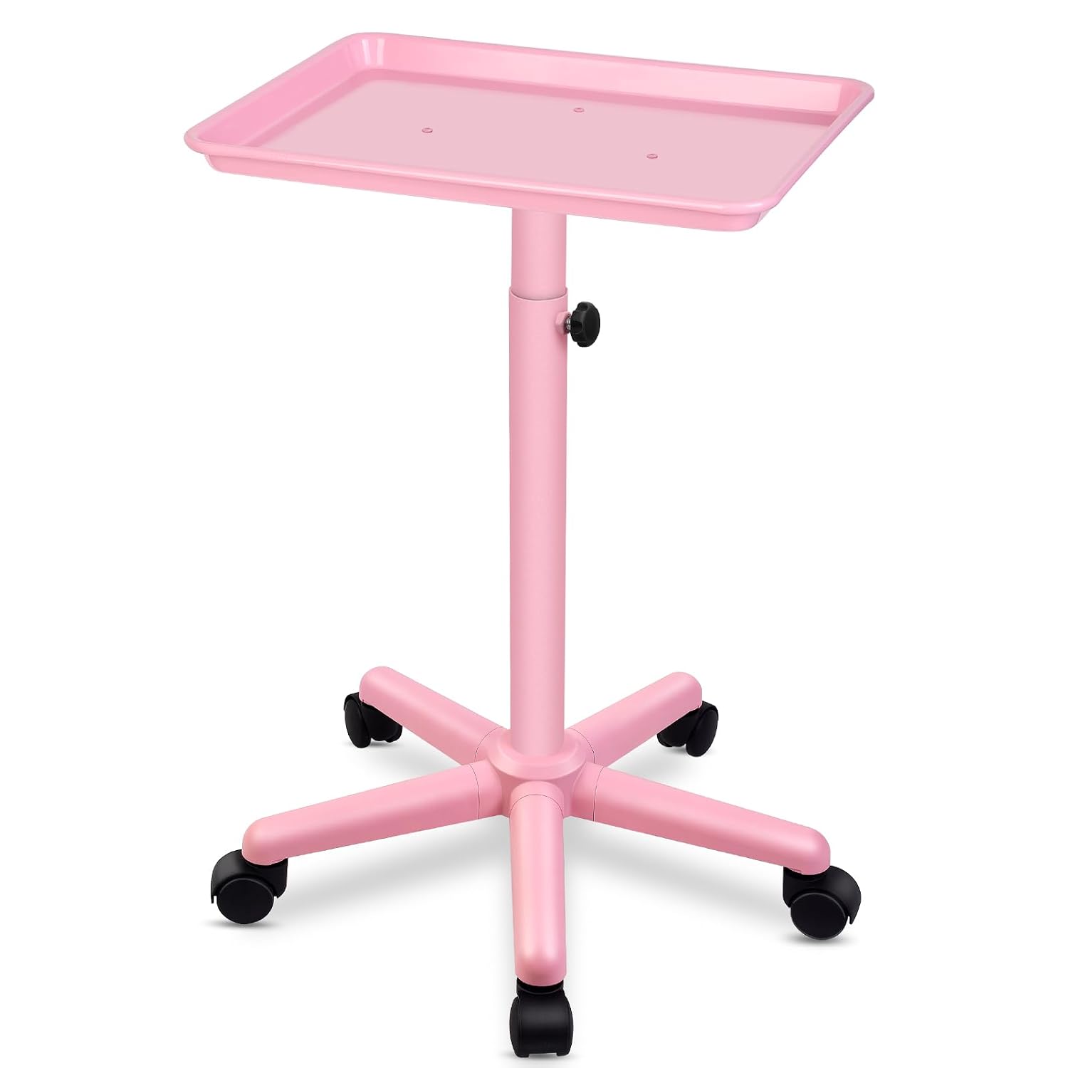 Salon Señor Pink Salon Tray with Wheels, Height Adjustable Hair Color Service Tray for Spa, Tattoo, or Home Use