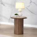 Travertine Top Walnut End Table