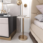 Modern Round Marble End or Side Table for Home Decor - Elegant Small Table Stand for Bedside Night Stand, Room, or Living Room Decor - Stylish Drink Table for Small Space or Bedroom Decor - 24", Ivory