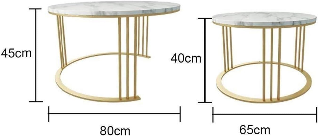 Coffee Table Living-Room Tables Nesting Coffees End Tables Modern Decor Side Table Round Stand Tea Table for Living Room Home and Office(80cm+65cm)