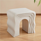 Creative Low Stool Sofa Side Table Vintage Trapezoidal Base Design for Living Room, Room Retro Color Bedside Stool Lightweight(Grey)