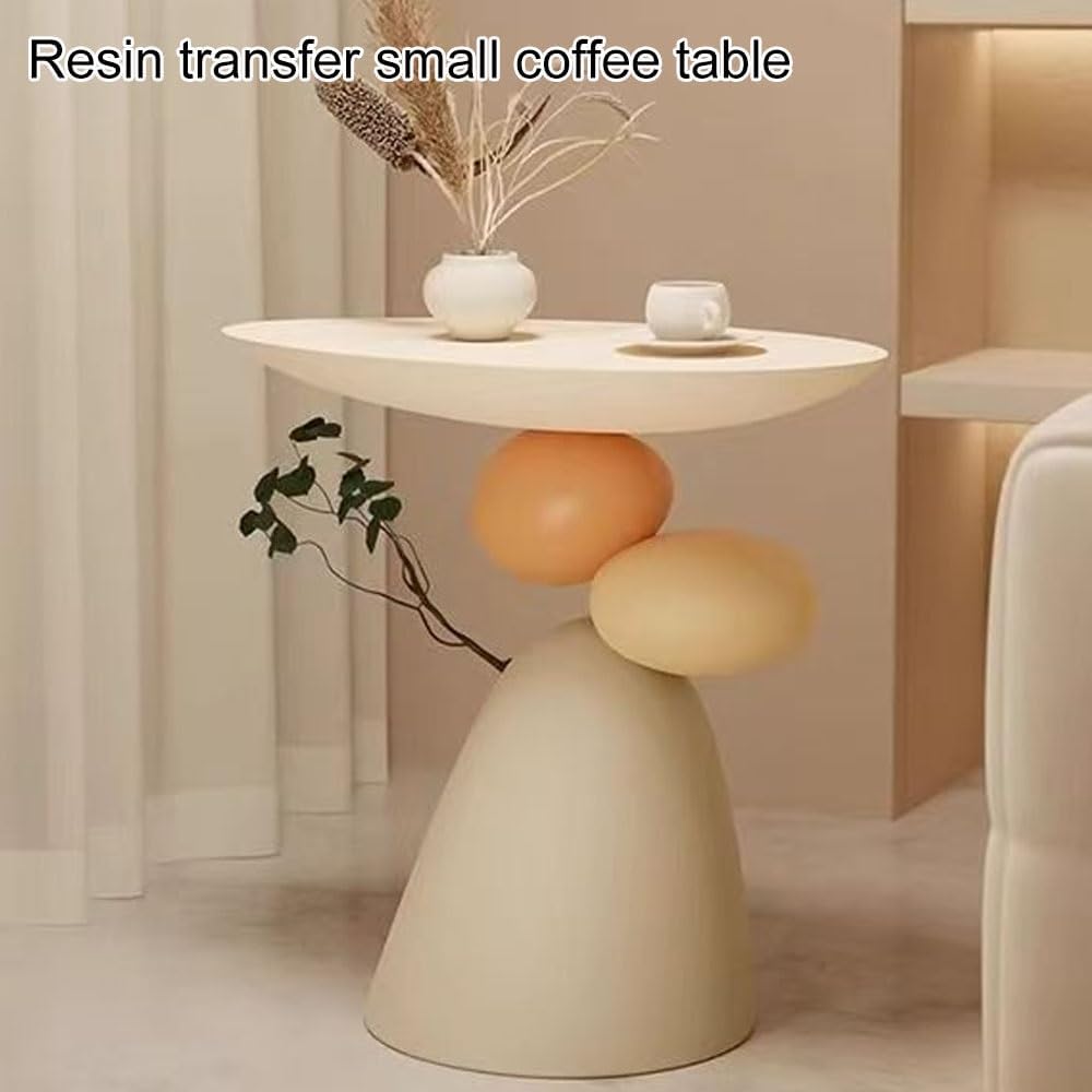 Multifunctional Resin Side Table, Distinctive End Table, Good Luck Coffee Table, Sofa Centre Table, Exquisite Furniture for Living Room Decorations(White)