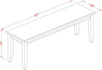 East West Furniture DUB-BLK-W Dudley Dining Bench with Wooden Seat, 51x15x17 Inch, Black