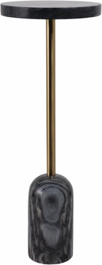 Home Decor End Table, Side Table, or Small Night Stand - Slim Bedside Table with Marble Pedestal for Office, Bedroom, or Living Room - Minimalist Modern Accent Table for Small Spaces - 27" Gray & Gold