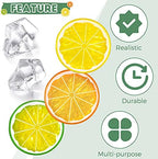 300 Pieces Clear Fake Crushed Ice Cubes Rocks and 20 Pieces Simulation Lemon Slices, Artificial Fruits and Acrylic Diamonds Clear Ice for Vase Fillers Table Centerpiece Decor Wedding (1.6 x 0.3 Inch)