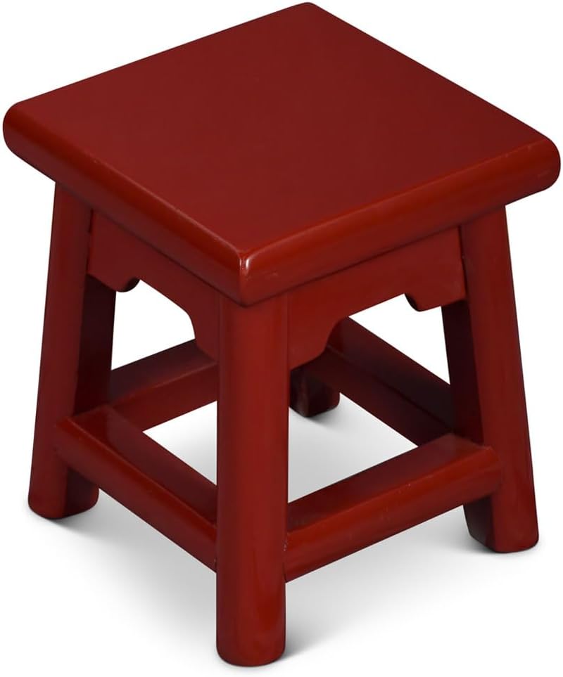 Distressed Red Petite Chinese Village Wooden Bench