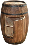 Wooden Barrel Table, Freestanding Whiskey Cabinet with Storage Shelves, Rustic Wine Barrel Decor for Home Bar(19.7x15in)