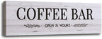 WOWGOOMO Classic Coffee Bar Signs Grey Canvas Wall Art - Rustic Cafe Bar Accessories Set for Home Bar, Kitchen, Pub, Store - 6"x17"