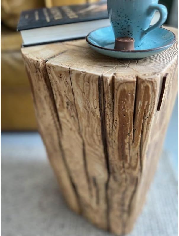 Stump Side Table, Side Tables Living Room, End Tables Living Room, Small Coffee Tables, Small End Desk, Nightstand, Handmade Wood Furniture for Decoration Bedroom Sitting Room Cafe