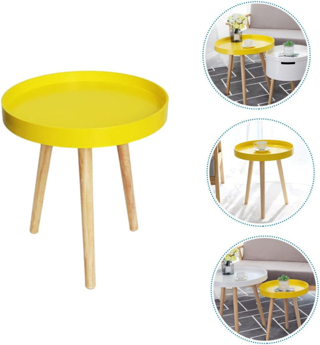 Alasum Mini Round Side Table Nordic Style Small Yellow Sofa Side Table Household Indoor for Living Room and Bedroom