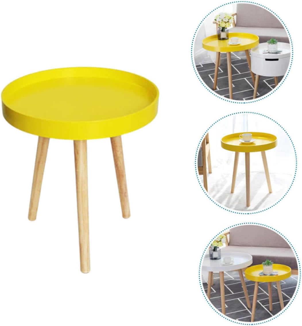 Alasum Mini Round Side Table Nordic Style Small Yellow Sofa Side Table Household Indoor for Living Room and Bedroom
