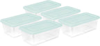 Sterilite 5-Pack Stackable Storage Bin with Lid, Clear Plastic Design, 6 Quart