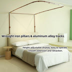 U-Shaped Rail Canopy Bed with Metal Frame, Double Layer Bed Mosquito Net for Bedroom Decoration, Lace Design Curtains Canopy for Twin, Full, Queen Beds(Green,Small)