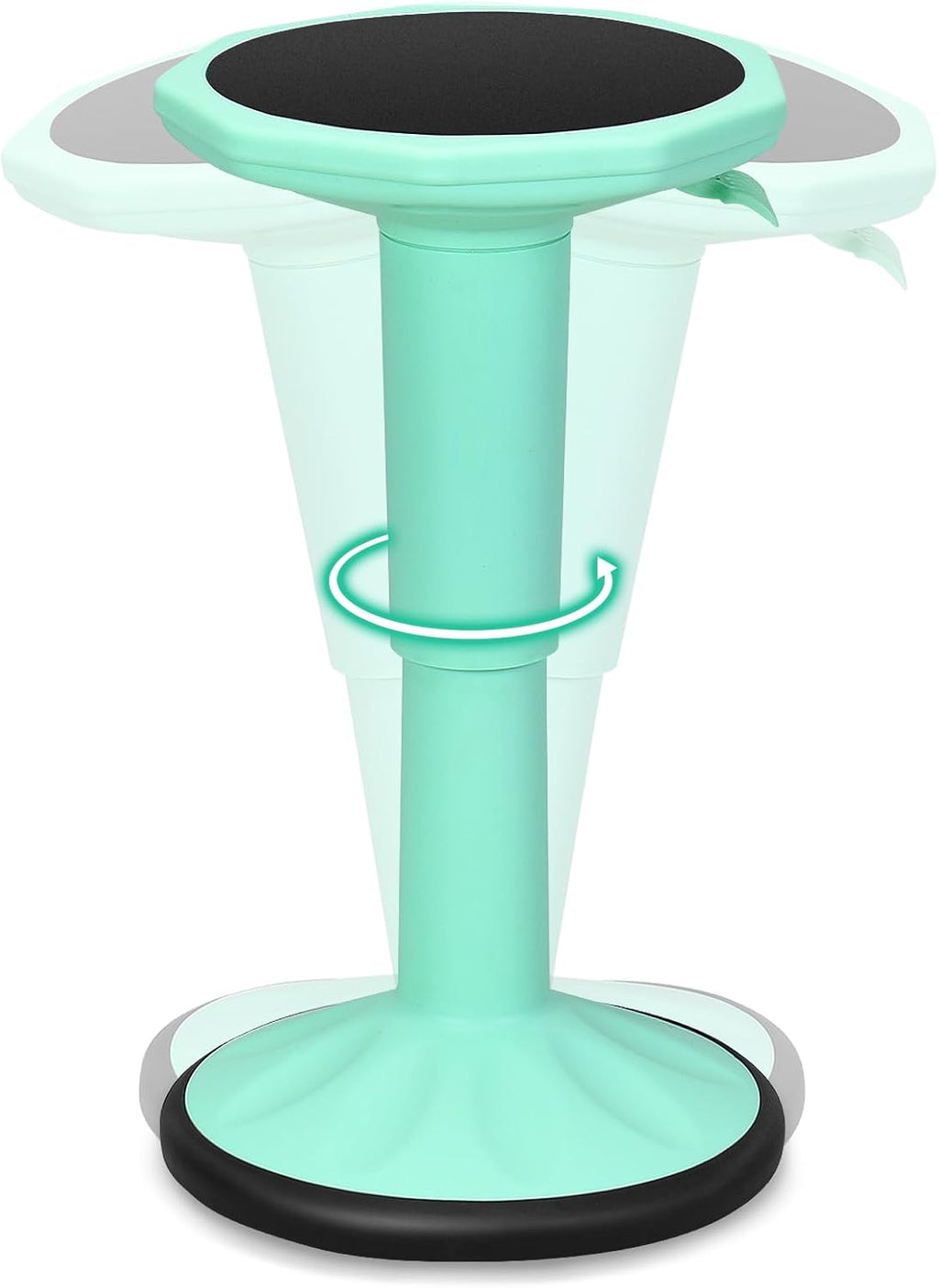 GLACER Wobble Stool, Wiggle Stool for Classroom Seating, 24" Active Learning Stool w/Adjustable Height, Sitting Balance Chair for School, Office Stand Up, Flexible Seating Wobble Chair (Green)