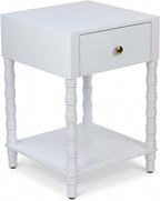 Decor Therapy Sterling Modern Side Table with Storage Drawer, Lower Shelf, Contemporary Legs End Table for Living Room, White