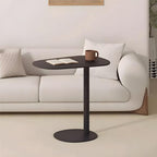 C-Shaped Side Table, Modern Metal End Table for Sofa Couch and Bed, Small Space Coffee Snack Tables, Minimalist Nightstand for Living Room Bedroom Office, White(Black,50x38x60cm)