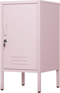 Single Door Lockable Metal End Table,Modern Minimalist Room Side Table with 2 Adjustable Shelf,Multi Storage Cabinet for Living Room Bedroom, Easy to Assemble 27.55”H x 13.78”W x 14.96”D