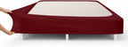 Box Spring Cover Queen Size - Jersey Knit Stretchy Wrap Around 4 Sides, Non-Slip Bed Skirt Alternative, Ultra Soft Wrinkle & Fading Resistant, Fits 4-13" Deep, Burgundy