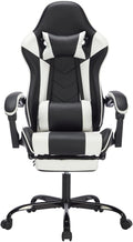 Gaming Chair with Footrest, Ergonomic Computer Chair with Headrest and Lumbar Support, Breathable Material Height Adjustable Video Game Chairs for Adults, Black White