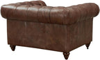 Crafters and Weavers Craftsman Mission Leather Arm Chair in Brown