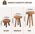 Live Edge Solid Wood Stool – Handcrafted Natural Wood Side Table – Rustic Plant Stand & Accent Stool – Thick Wood Slab End Table for Living Room & Bedroom