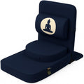 Friends Of Meditation 4-in-1 Folding Buddha Chair – Ergonomic Yoga Seat with Half-Moon Zafu, Detachable Lumbar Support & Carry Case – Navy Blue