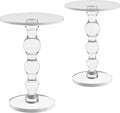 Acrylic Side Table, Acrylic End Table,Clear Round Side/End Table with Support Rod for Office Living Room Bedroom, Modern Drink Table/Clear Nightstand, Easy Assembly (2 pcs)