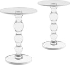 Acrylic Side Table, Acrylic End Table,Clear Round Side/End Table with Support Rod for Office Living Room Bedroom, Modern Drink Table/Clear Nightstand, Easy Assembly (2 pcs)