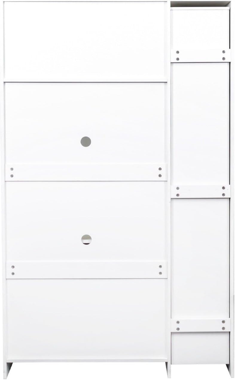 White Kitchen Pantry Cabinet with Pull-Out Multi-Tier Storage Shelf, Glass Doors, Multi-Purpose Modern Storage Cabinet for Kitchen, Dining Room, or Living Room, 70.87” H
