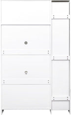 White Kitchen Pantry Cabinet with Pull-Out Multi-Tier Storage Shelf, Glass Doors, Multi-Purpose Modern Storage Cabinet for Kitchen, Dining Room, or Living Room, 70.87” H