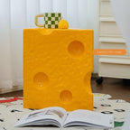 Cheesecake Wedge Side Table Resin Decorative Stool Playful End Table Living Room Pouf Ottoman for Kitchen Playroom Hallway Long Lasting