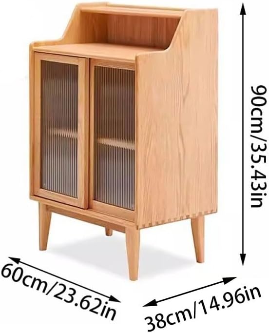 Entryway Cabinet Solid Wood Sideboard Modern Minimalist Glass Door Wine Cabinet Nordic Oak Dining Room Storage Cabinet Sideboard Storage Cabinet