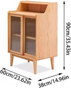 Entryway Cabinet Solid Wood Sideboard Modern Minimalist Glass Door Wine Cabinet Nordic Oak Dining Room Storage Cabinet Sideboard Storage Cabinet