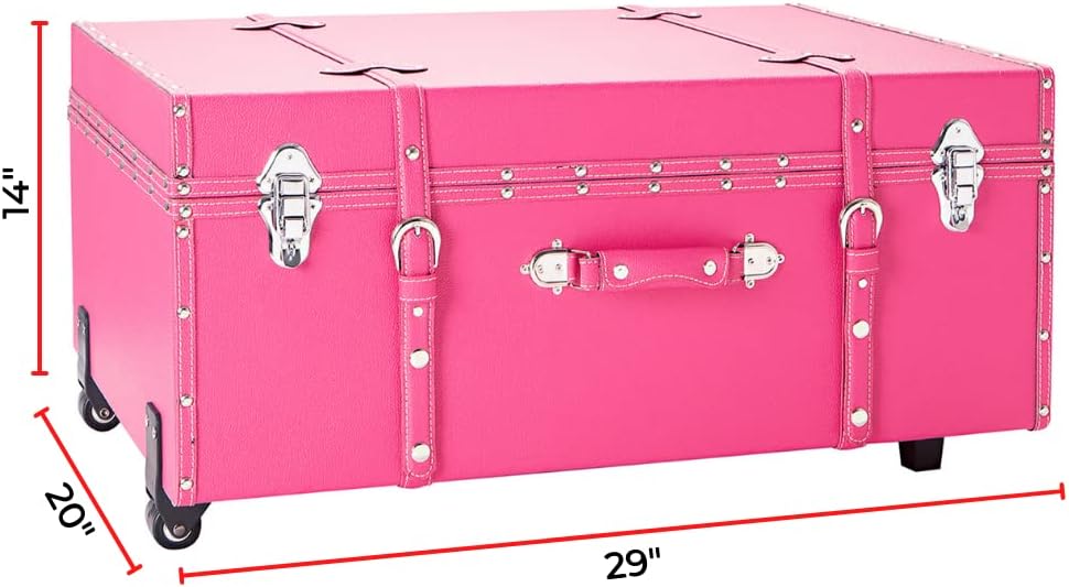 DormCo Texture® Brand Wheeled Trunk - Cherry Pink - Large
