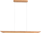 47" Wood Linear Pendant Light LED Pendant Lights Dimmable Pool Table Island Lights Modern Linear Chandeliers for Dining Room Kitchen Ceiling Pendant Lamp for Kitchen Island Pool Table Natural