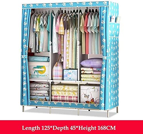 Wardrobe Simple Wardrobe Fabric Folding Clothes Storage Cabinet DIY Assembly Reinforced Frame Bedroom Organizer for Home Dorm Clothing Closet Wardrobe Rack (Color : B)