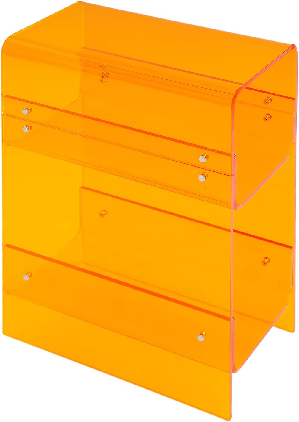 Modern Acrylic Side Table, 3-Tier Small Narrow End Table Slim Nightstand Bedside Table for Bedroom Living Room Bathroom (Orange)
