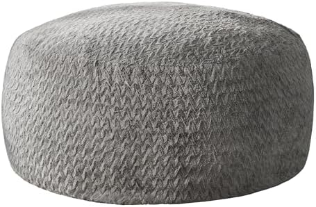 Hobestluk Bean Bag Chair Convertible Beanbag Chairs for Adults, 3 in 1 Bean Bags with Plush Chevron Cover, Adult Bean Bag Chair for Living Room, Bedroom (Grey, Full)