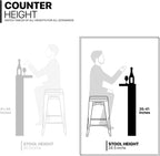 MoNiBloom Metal Bar Stools Indoor, 24 Inch Industrial Backless Stackable Counter Stools w/Square Seat Patio Furniture for Outdoor, White, Set of 4