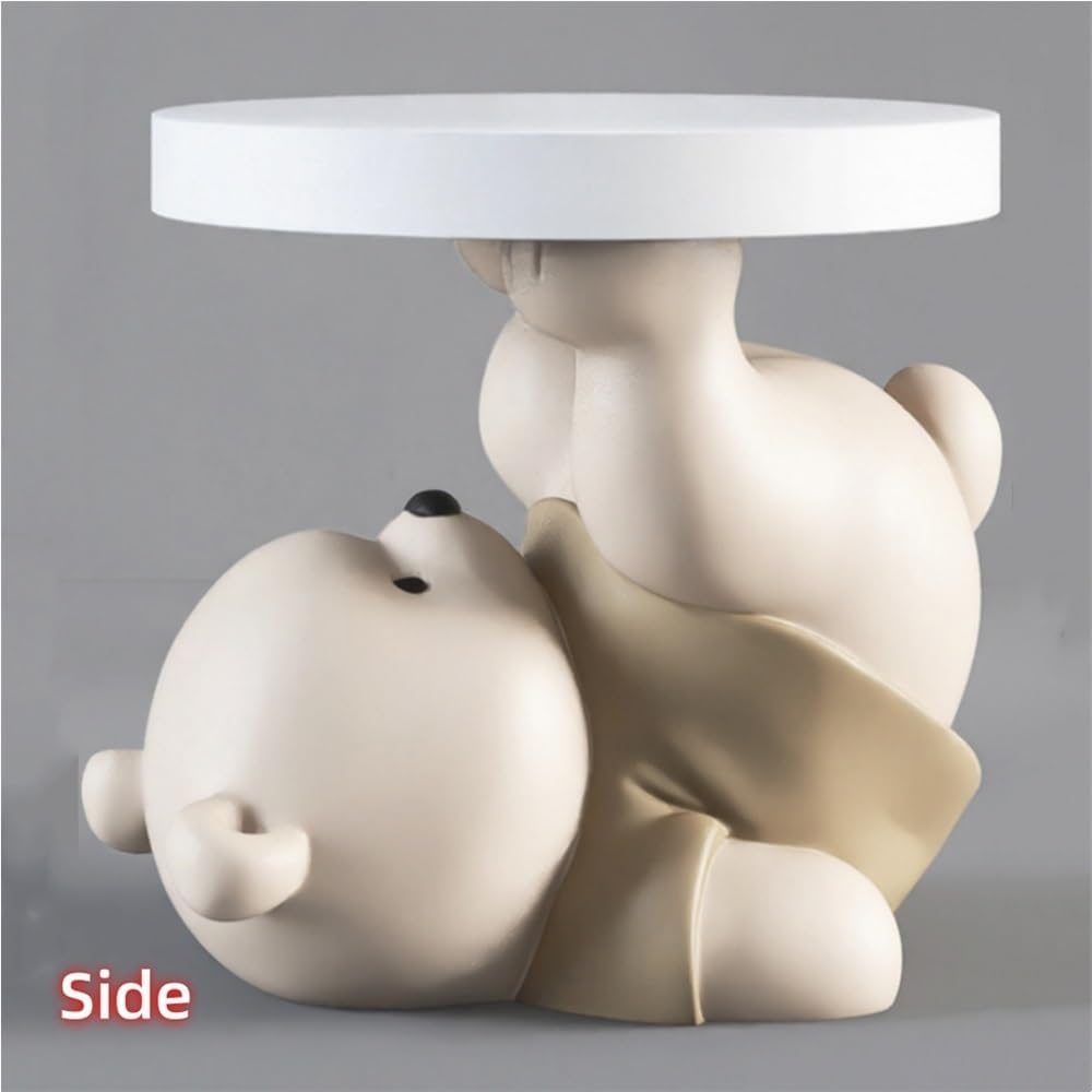 Bear Statue Side Table, Modern Sofa Table, Resin Sculpture Bedside Table, Creative Home Decor, Cute Bedroom Decor, Accent Table for Living Room(Brown)