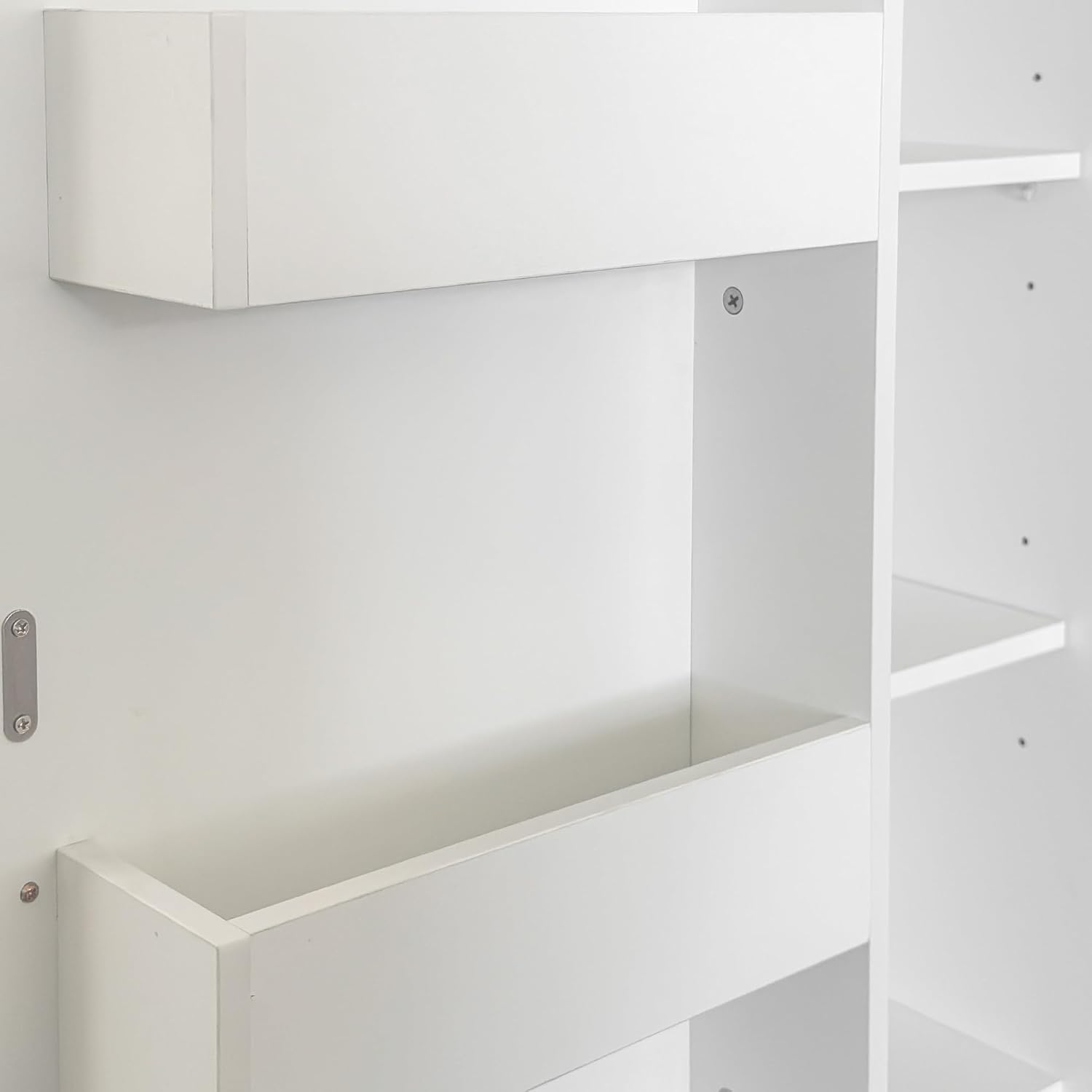 LUMISOL Tall Kitchen Pantry Cabinet with 6 Shelves and 6 Side Racks, Modern Buffet Cupboards Sideboard with Doors, Kitchen Hutch with Adjustable Shelves for Living Room Dining Room, White