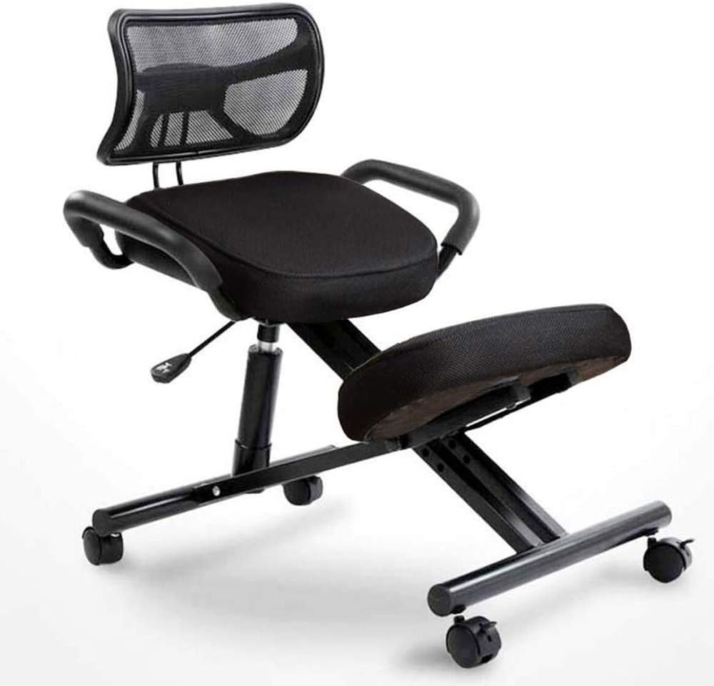 Kneeling Chair - Adjustable Height and Rotatable Design for Better and Back Pain Relief in Office and Home Settings (Black Net)