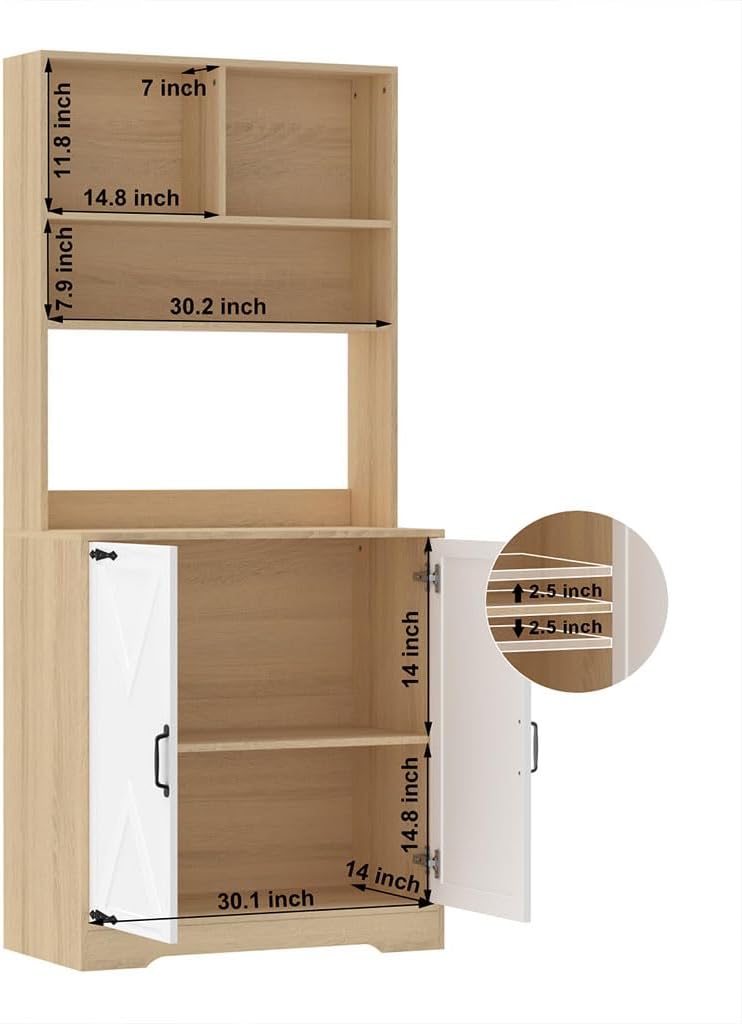 71" Kitchen Pantry Cabinet, Modern Freestanding Tall Cupboard Storage Cabinet with 2 Doors and Adjustable Shelves, Modern Utility Pantry Cabinet for Dinning Room, Living Room
