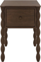 Max & Lily Jenny Kids Nightstand with 1 Drawer, Solid Pine Wood, Turned Spindle Legs, Low-VOC Finish, Vintage-Style Bedroom Side Table, Walnut