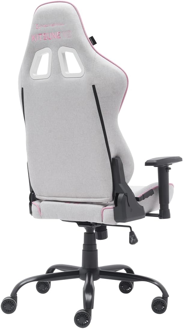 NEWSKILL Kitsune V2 Breathable Fabric Gaming Chair, Lumbar and Cervical Cushions Included, 180 Recliner, Supports up to 300 lbs, Pink