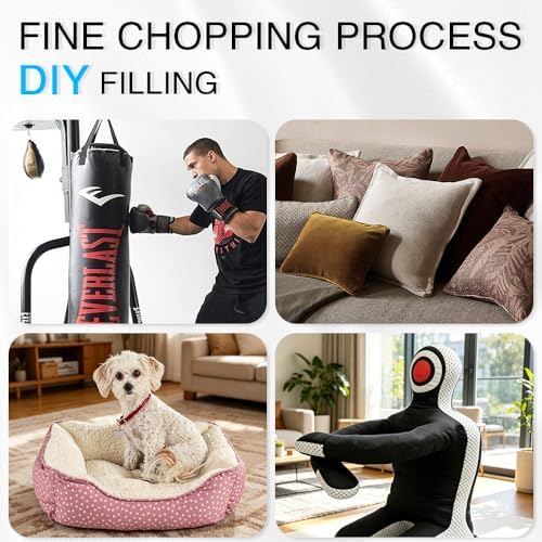 Hem Dgpy Bean Bag Filler 10lbs, Shredded Memory Foam Filling for Bean Bag Chair Refill, Stuffing for Pillow, Punching Bag, Dog Bed, Cushions, Couch (Blue & White)
